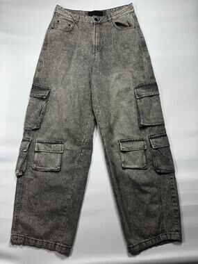 Love For Humanity Women's Baggy Gray Cargo Denim Jeans - Size 9/29 (30x30)